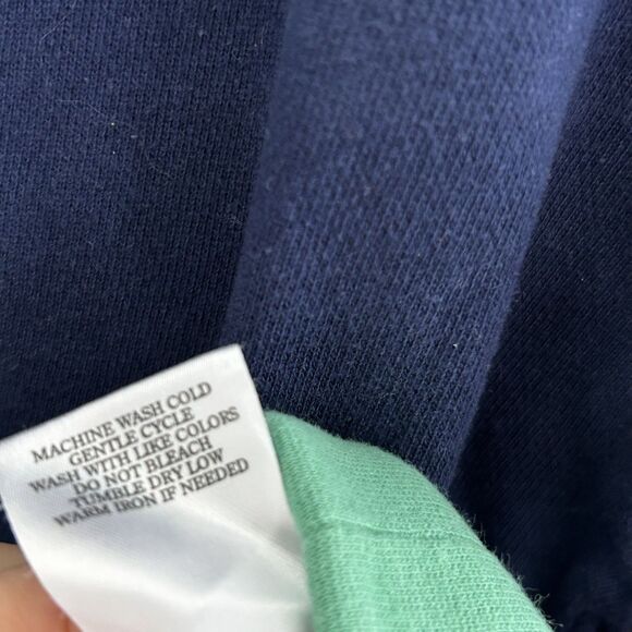 Z Supply Cropped Polo Rugby Short Sleeve Sweatshirt Shirt Size Small Green Blue - Picture 6 of 8